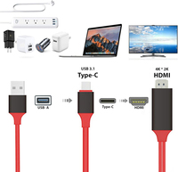 Cable USB Tipo C a HDMI de 2 Metros, 4K, Convertidor Adaptador Digital AV Inteligente con Alimentación USB para Samsung S25, MACBOOK, iPhone 15