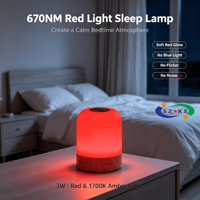 Lampe de chevet portable ks LH16 670nm à lumière rouge pour l'aide au sommeil, avec contrôle tactile PP, intensité variable en continu, pour le soulagement du stress, le yoga, la méditation et les voyages, idéale pour bébé