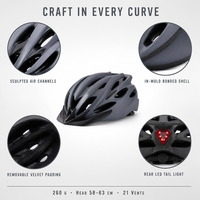 Casque de VTT pour adulte KMS-YB15, en PC+EPS moulé, 260g, 21 aérations, tailles M/L, casque de cyclisme sur route, doublure lavable