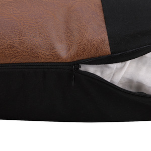 Minimalist Modern Farmhouse Cushion <b>Covers</b> Faux Leather and Linen <b>Throw</b> Pillow <b>Covers</b> - Product Image 3