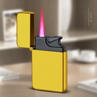 Briquet Métallique Flamme Rouge Rechargeable, Personnalisable au Laser, au Butane, Pour Bougie, Anniversaire, Cadeau pour Hommes/Femmes (Sans Gaz)