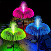 Wasserdichte Außenbodenleuchte mit Farbwechselnden Glasfaser-Solarleuchten in Quallenform, 25cm Durchmesser, Jellyfire-Lampe