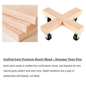 Chariot à plantes en bois avec roulettes, support à plantes roulant sur roulettes, chariot à plantes robuste pour grandes plantes, rouleau à plantes avec roues - Product Image 5