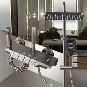 Robinet de douche mural thermostatique <span class=keywords><strong>à</strong></span> poignée unique en aluminium avec pomme de douche pluie pour appartement et <span class=keywords><strong>hôtel</strong></span> - Product Image 6