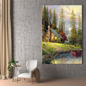 Pintura <span class=keywords><strong>de</strong></span> paisaje <span class=keywords><strong>de</strong></span> estilo chino <span class=keywords><strong>de</strong></span> alta calidad, estilo moderno y sencillo, pinturas al óleo <span class=keywords><strong>de</strong></span> paisaje <span class=keywords><strong>de</strong></span> pueblo grande - Product Image 6
