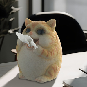 European-style Tissue Box Dispenser Ornamental Tissue Box with <strong>Cat</strong> Design Cute Resin Tissue Box Holder with <strong>Cat</strong> <strong>Figurine</strong> - Product Image 6