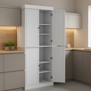 Armario de Cocina Blanco de 72 Pulgadas con Puertas y Estantes para Almacenamiento - Product Image 2