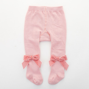 Inventario Pantimedias de Terciopelo Español con Lazo para Bebé Niña, Mallas Elásticas de Algodón - Product Image 3