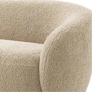 Base di metallo di alta qualità orsacchiotto crema avorio bouclé divano soggiorno divano salotto - Product Image 6