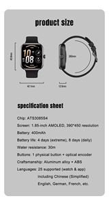 Dernière Montre Connectée Carrée S339 Populaire pour iOS, Écran Étanche IP67, Suivi du Sommeil, <span class=keywords><strong>Calendrier</strong></span>, Appels Bluetooth, Suivi Sportif et Santé - Product Image 6