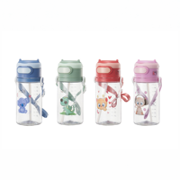 Bouteille d'eau en plastique de qualité alimentaire de 580 ml avec couvercle anti-éclaboussures à ouverture rapide, paille en silicone, conception anti-fuite et facile à nettoyer pour enfants