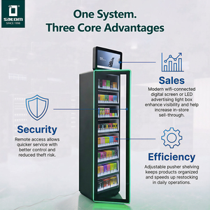 Vitrine antivol pour cigarettes, présentoir à cigarettes, présentoir à tabac avec porte en verre sécurisée à verrouillage à distance - Product Image 2