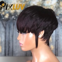 Perruque Pixie Cut sans colle en cheveux humains, vente en gros, fournisseurs de perruques en cheveux vietnamiens bruts, perruques Pixie Cut sans colle, perruques Pixie Cut couleur marron