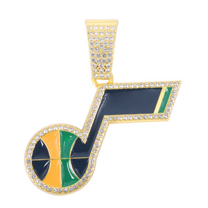 Colgantes <span class=keywords><strong>de</strong></span> cristal/stras <span class=keywords><strong>de</strong></span> aleación <span class=keywords><strong>de</strong></span> zinc chapados en oro/plata con logo <span class=keywords><strong>de</strong></span> equipo <span class=keywords><strong>de</strong></span> baloncesto y notas musicales, estilo <span class=keywords><strong>hip</strong></span> <span class=keywords><strong>hop</strong></span>, los más vendidos para fiestas. - Product Image 5