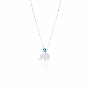 925 Sterling Silver Fine Pendant Necklace with Blue Agate Stone <b>Elephant</b> DSalk1016 Turkey - Product Image 2