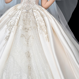 Vendita diretta in fabbrica di perline <span class=keywords><strong>per</strong></span> unghie in raso abito da sposa in raso avorio abito da sposa abito da sposa - Product Image 5