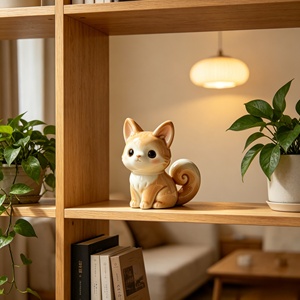 Adorno de Resina para Escritorio con Forma de Gato Naranja Pequeño de Cola Rizada Color <span class=keywords><strong>Caramelo</strong></span>. Esculpido y fundido por Bozhiyi - Product Image 4
