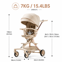 Poussette bébé pliable légère, poussette de voyage compacte à vue haute pour bébés et tout-petits de 0 à 3 ans