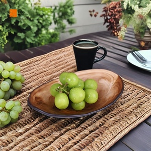 Handmade thân thiện với môi polyresin tối giản hình bầu dục phục vụ bát màu nâu cho đồ ăn platters Đảng trang trí nội thất - Product Image 1