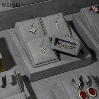 WEIMEI Bijoux De Luxe Vitrine Gris Métal Microfibier Bijoux Présentoir Collier Titulaire Pour Bijoux