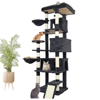 Arbre à Chat en Gros Pas Cher Multi-Niveaux Gris Foncé Moderne, Grande Plateforme à Base Large avec Condo et Poteaux à Griffer