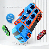 Circuit de course transformable à double niveau avec rail de rangement pliable et lanceur, pour voitures miniatures en alliage et plastique télécommandées, jouet pour enfant, cadeau