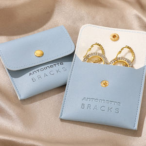 Custom logo Portable PU Leather Snap Button Jewelry <b>Bag</b> Earrings Ring Bracelet Storage <b>Gifts</b> Packaging Jewellery Pouch - Product Image 4