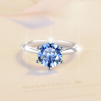 Bague de fiançailles et de mariage classique en argent sterling S925 avec six griffes, certificat GRA, moissanite colorée VVs1 de 0,5 et 1 carat pour femme