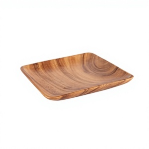 Plateau de rangement carré en bois, finition polie, design minimaliste, à un seul niveau, sculpté, compatible lave-vaisselle, multifonctionnel, pour table, pour aliments - Product Image 1