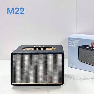 M22 Vintage <b>Retro</b> <b>Speaker</b> 30W Super Bass Wooden Leather Cabinet Portable Desktop Home Party Audio Wholesale - Product Image 2