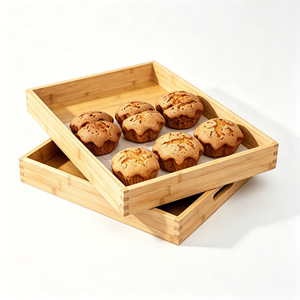 Plateau de service en bambou, bois naturel, multifonctionnel, pour thé, collations, pâtisserie, taille personnalisable, moulage monobloc - Product Image 3