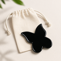 Outil de massage facial en pierre d'obsidienne noire en gros, outil de soin de beauté en cristal naturel pour le raclage Gua Sha