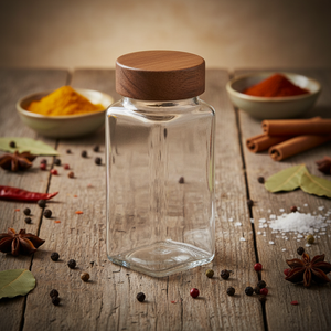 Barattolo in Vetro Quadrato Trasparente <span class=keywords><strong>ALKA</strong></span> da 120ml e 180ml con Tappo in Alluminio, Serigrafato e Stampato per Conservazione, Vendita all'Ingrosso - Product Image 2