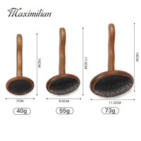 Brosse de toilettage double face en acier inoxydable et bois massif, anti-nœuds, style antique, avec perles anti-adhérentes pour chats, chiens, chevaux et moutons
