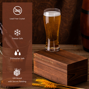 Biểu Tượng Tùy Chỉnh Khắc Cá Nhân 15Oz <span class=keywords><strong>Pint</strong></span> Pilsner Lúa Mì Uống Bia Thủy Tinh Với Mở Chai Trong Hộp Quà Tặng Bằng Gỗ Cho Nam Giới - Product Image 5