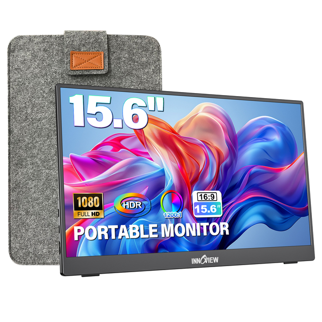 Innoview 15.6 Inch Portable Monitor Full HD 1080P 60Hz With Protective Case Type C HDMI for Gaming Xbox PS5 Switch
