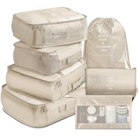 Organiseurs de voyage portables et légers en polyester transparent, 7 pièces extensibles, avec logo personnalisé, pour bagages