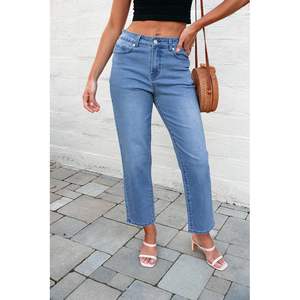 2025 taille haute recadrée Stretch Denim pantalon à la mode cheville maman jean pour femmes respirant travail pantalon jean - Product Image 4