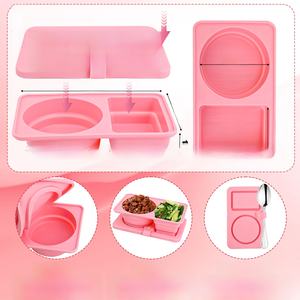 Caja de condimentos plegable de silicona con doble rejilla, caja de salsa, contenedor portátil para refrigerios, plegable para reducir el volumen y facilitar el viaje - Product Image 5