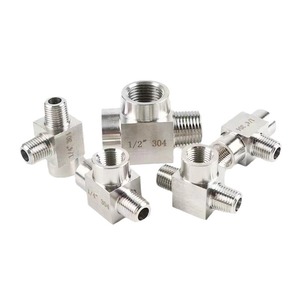 Raccord en T forgé carré en acier inoxydable NPT 1/4 1/2 pouce haute pression à filetage interne et externe à trois voies - Product Image 1