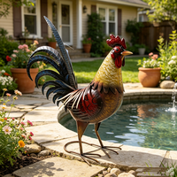Statue de coq en fer pour jardin, décoration extérieure en métal pour patio et pelouse