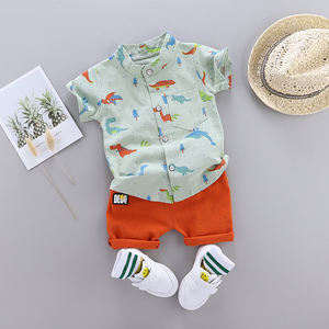 Wholesale Yiwu 2 Year <b>Boys</b> Summer 2-Piece <b>Suits</b> Baby <b>Boy</b> Clothing Cotton and <b>Linen</b> Cartoon Pattern Smart Casual - Product Image 2
