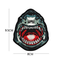 Patch brodé personnalisé tête d'animal Léopard bleu Requin Hyène, à fixation Velcro, insigne tactique de moral pour sac à dos, vêtements et brassard