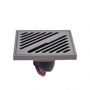 Desagüe de suelo moderno cuadrado de latón mate de 4 pulgadas con filtro antirretorno de agua para baño y ducha - Product Image 3