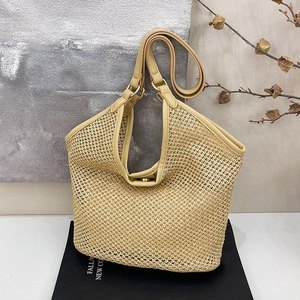 Straw <b>Tote</b> <b>Bag</b> <b>Summer</b> Bohemian Style Open Top Daily Use Large Capacity Shoulder <b>Bag</b> - Product Image 1