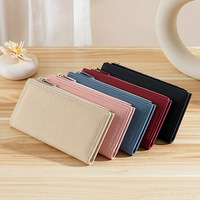 Dompet Wanita Kulit Asli Model Clutch Kapasitas Besar, Dompet Panjang Anti RFID dengan Resleting dan Tempat Kartu