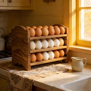 Exhibidor <span class=keywords><strong>de</strong></span> Huevos Rústico <span class=keywords><strong>de</strong></span> Madera <span class=keywords><strong>de</strong></span> Pino <span class=keywords><strong>de</strong></span> Tres Niveles - Soporte Apilable Ecológico Estilo Granja para 54 Huevos, Decoración <span class=keywords><strong>de</strong></span> Mesa - Product Image 5