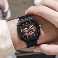Montre carrée TikTok Live pour homme, montre à quartz squelette tendance transfrontalière pour homme, nouveau modèle