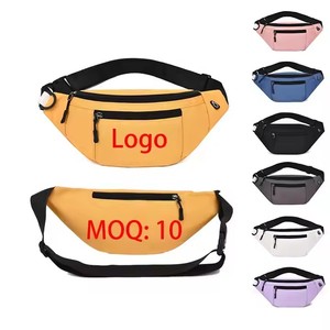 THK0265 Nouvelle tendance Sac banane utilitaire unisexe en polyester avec fermeture éclair, léger, pour téléphone portable, blanc - Product Image 1