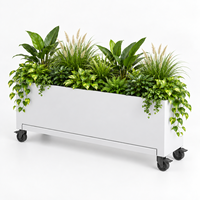 Jardinière mobile rectangulaire sur roulettes pour patio, balcon, bureau, intérieur, extérieur, séparateur d'espace